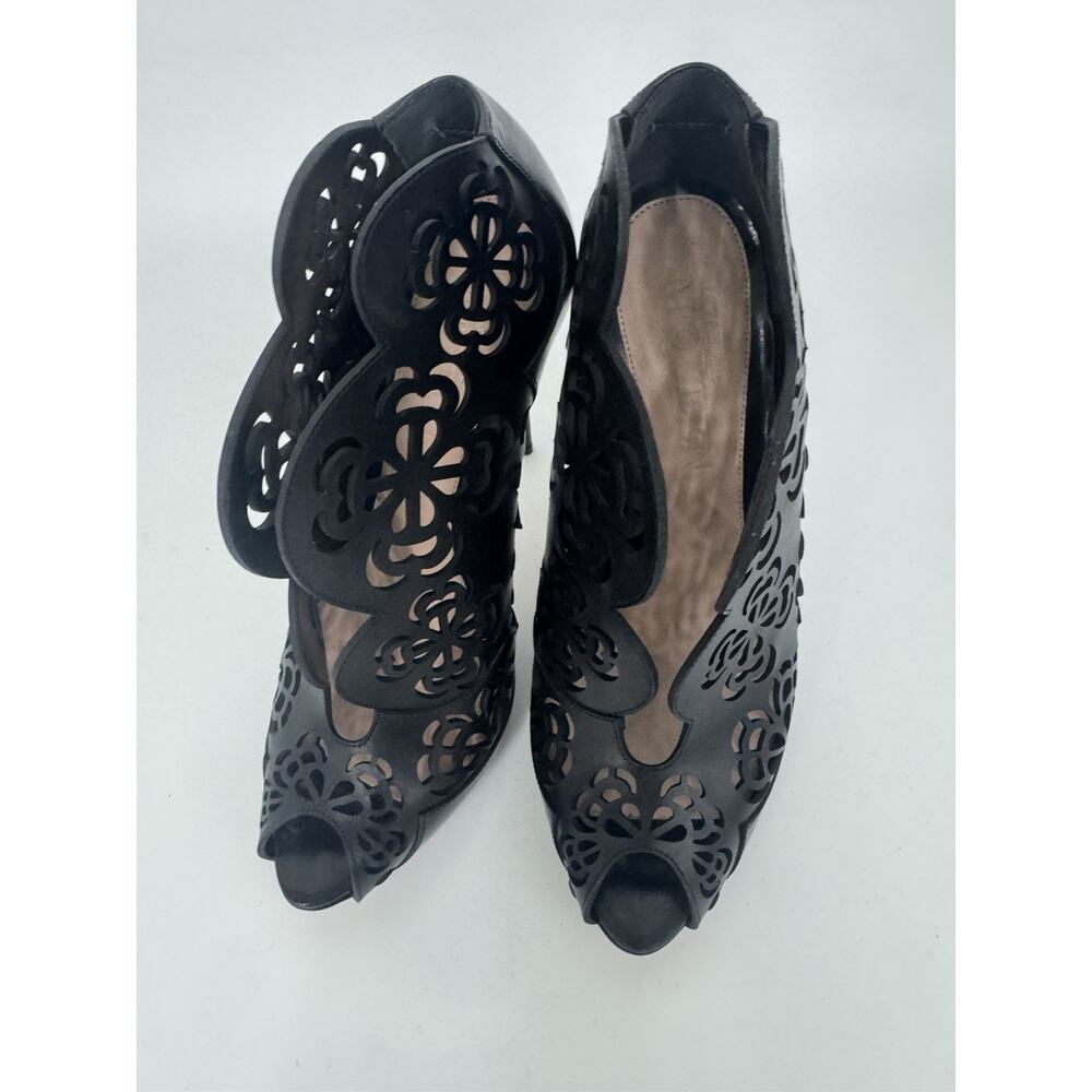 Alexander McQueen Black Laser-Cut Stiletto Ankle Boots Size 41 us10 (shoe100thri - Picture 3 of 8